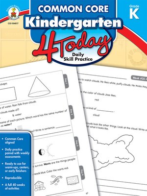 cover image of Common Core Kindergarten 4 Today: Daily Skill Practice